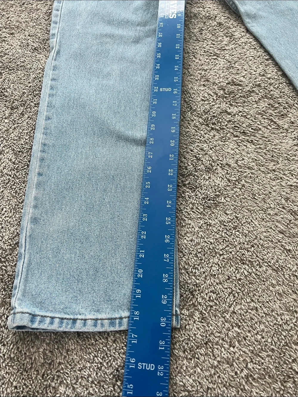George Men's Regular Fit Straight Cotton Jeans Light Wash - Size 34x32